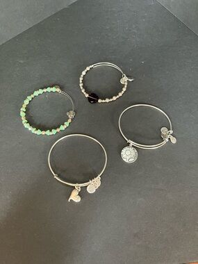 Alex and Ani Silver Tone Bangle Charm Bracelets lot of 4